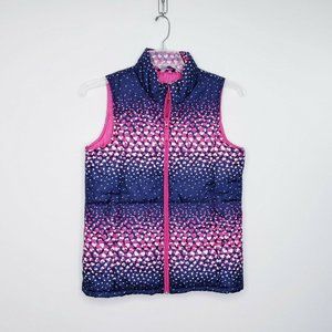 Lands End Kids Girls Blue Pink Heart Puffer Vest